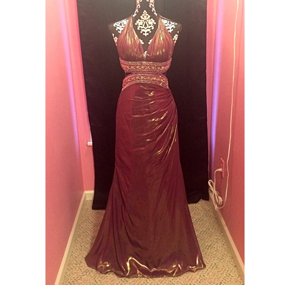 NWT Magenta with Gold Shimmer Prom Formal Dress